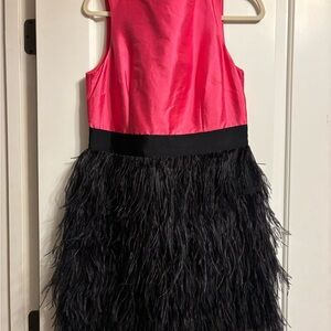 Sail to Sable Pink and Black Feather Mini Dress
